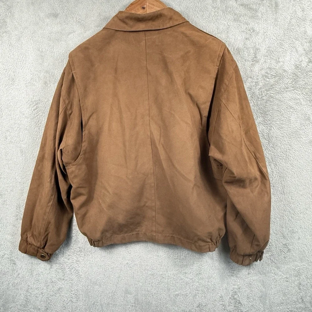 Gary Player Bomber Jacket Mens M Full Zip Brown Faux Suede Golf Classic 90s VTG